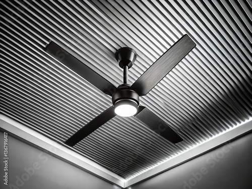 Overhead Black and White Fan Clipart:  Abstract Minimalist Design Element