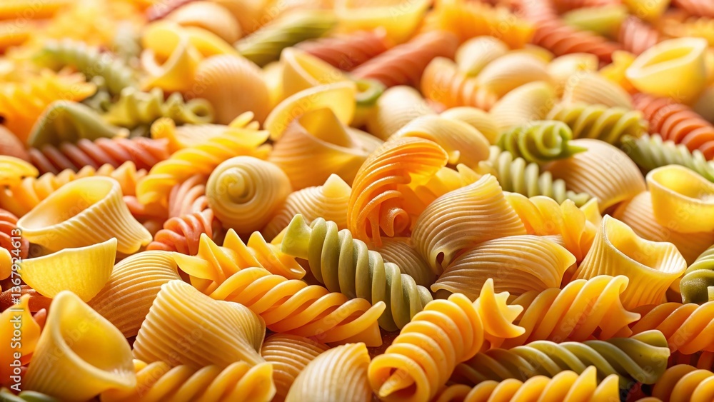 Panoramic Close-up of Short Pasta Texture: Delicious Italian Food Photography Panoramic Close-up of Short Pasta Texture: Delicious Italian Food Photography