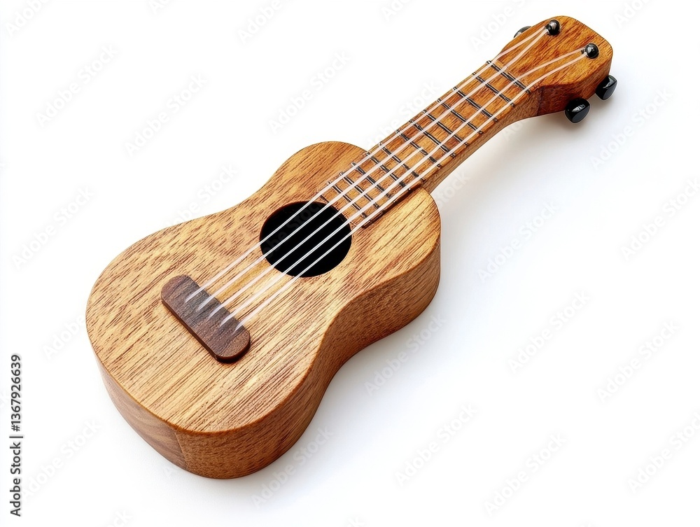 Fototapeta premium Wooden Ukulele on White Surface