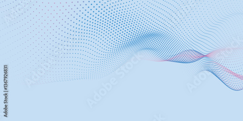 Fototapeta Naklejka Na Ścianę i Meble -  Abstract background with dynamic color wave. Futuristic dotted wave of bright particles. Light background. Colorful background for presentation design. Wide format vector illustration. Weave effect.