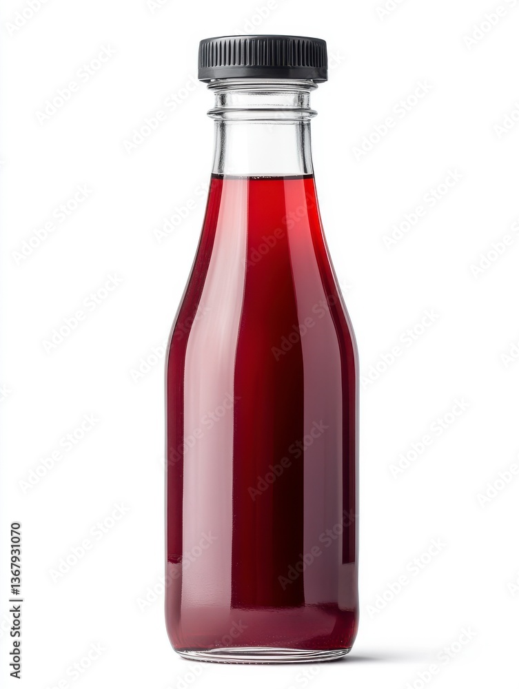 Dark Red Liquid in a Small Glass Bottle on White Background Dark Red Liquid in a Small Glass Bottle on White Background