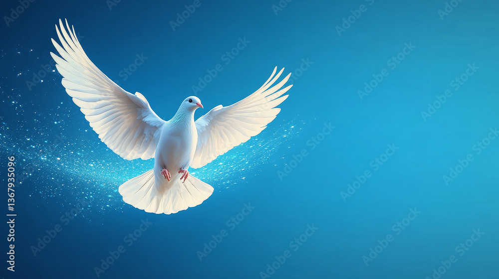 Fototapeta premium A white dove flying in the sky