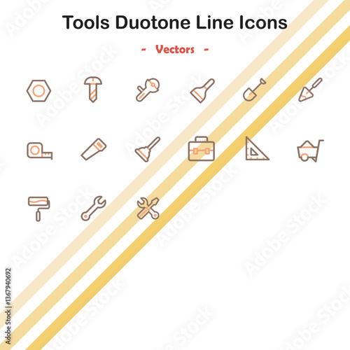 Tools Duotone Line Icons - Vectors