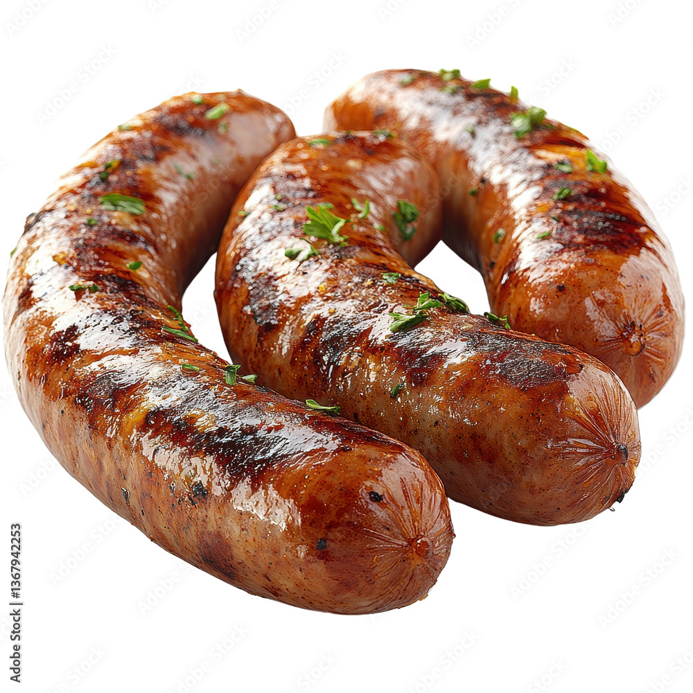 Fototapeta premium bratwurst sausages isolated on white background.