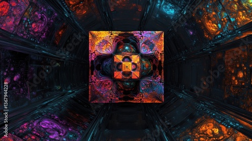 A vibrant, psychedelic frac...