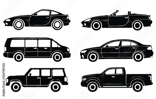 set of cars silhouette