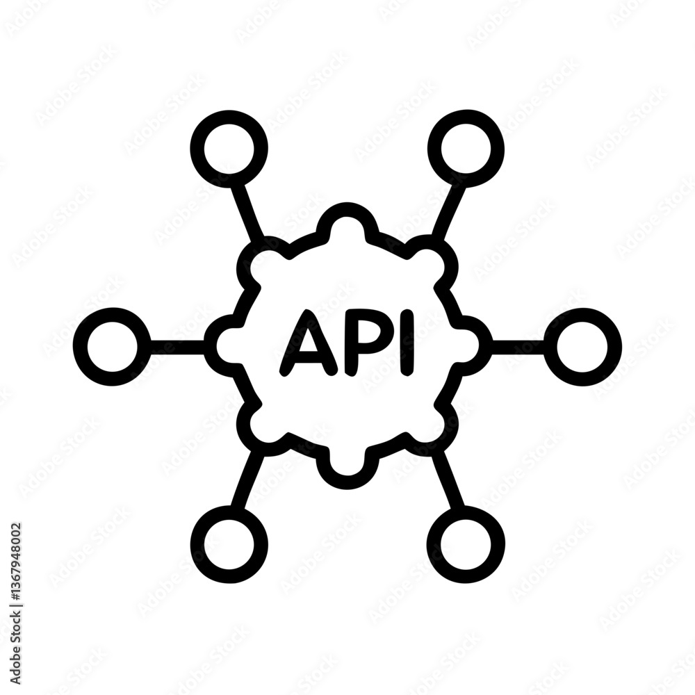 API icon representing connectivity and technology on a transparent background API icon representing connectivity and technology on a transparent background