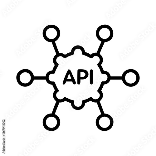 API icon representing connectivity and technology on a transparent background  