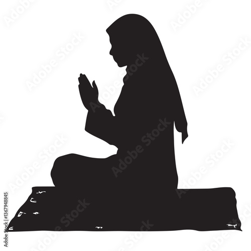 silhouette of a woman pray to God