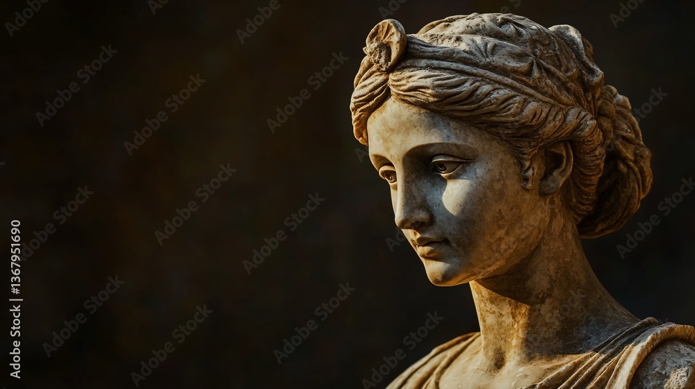 Obraz premium Sculpted Beauty: A marble bust of a woman with serene expression.