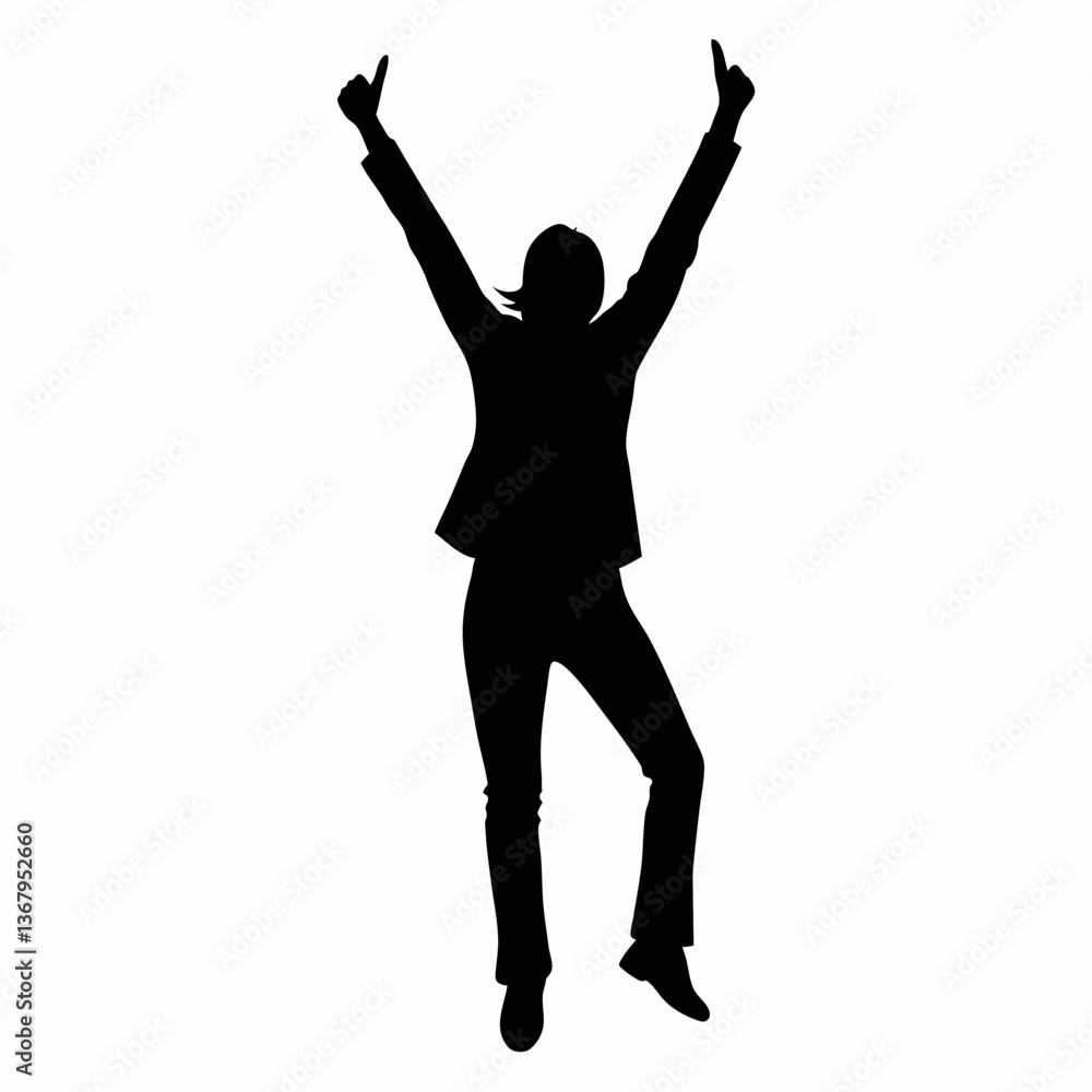 Silhouettes of a man a woman and a young man jumping with joy Silhouettes of a man a woman and a young man jumping with joy