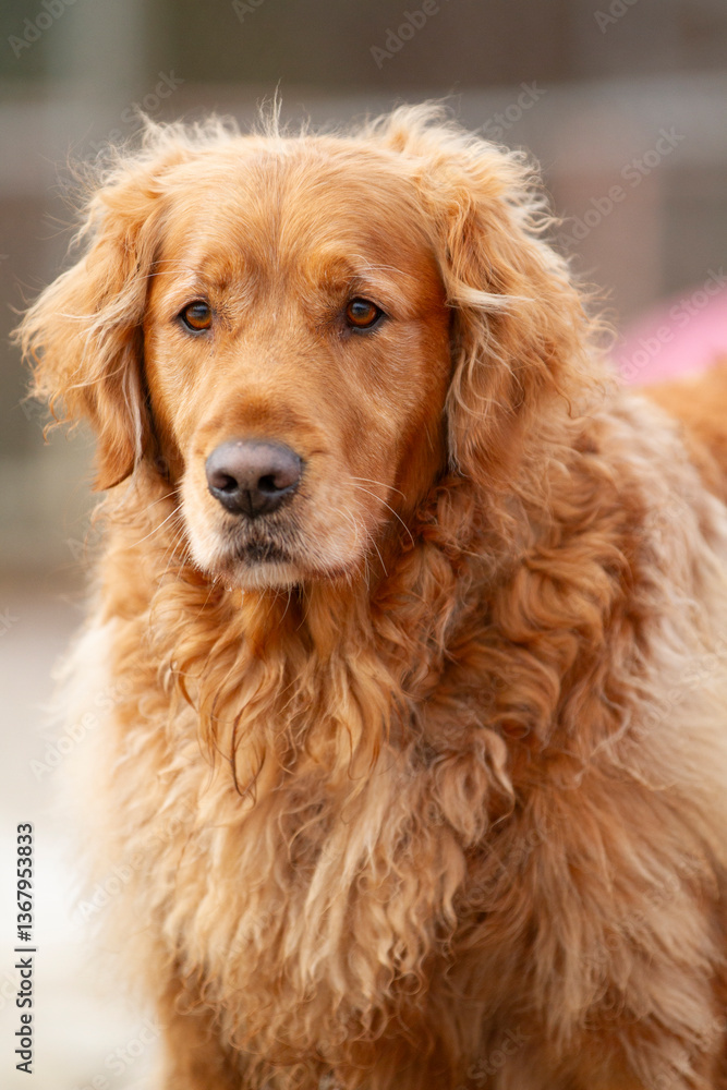 Obraz premium Happy golden retriever, smiling.