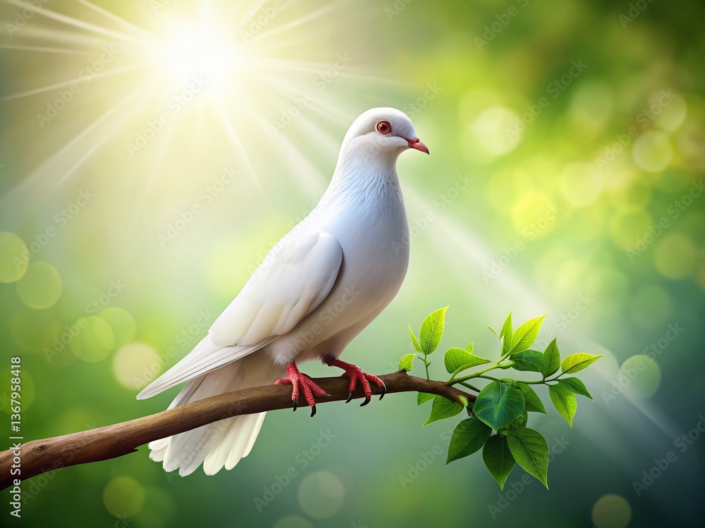 Obraz premium Peaceful Dove Clipart: White Dove of Peace Symbol on Branch