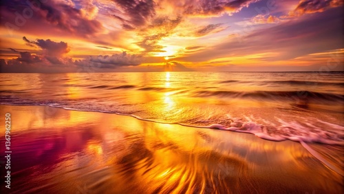 Pink and Gold Ocean Sunset: Long Exposure Beach Photography