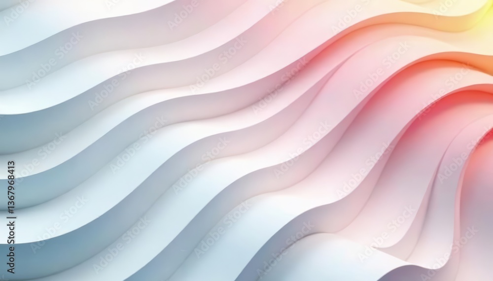 Obraz premium Artistic white backdrop with geometric wave lines pattern, decoration, texture