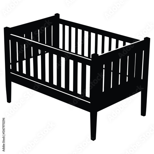 Modern Baby Cot Vector – Minimalist Crib Design for Nursery Interiors