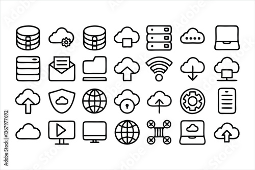 web hosting line icon set  set of  outline icons