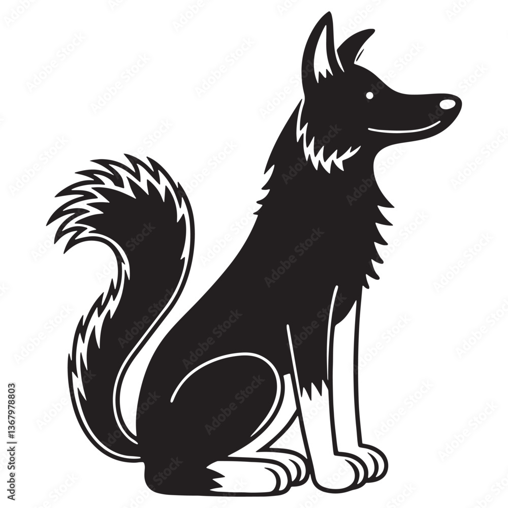 Fototapeta premium Elegant Black Dog Silhouette – Detailed Vector Illustration