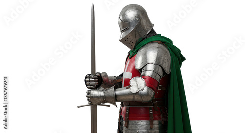 Quadro su tela Isolated Medieval Knight in Armor