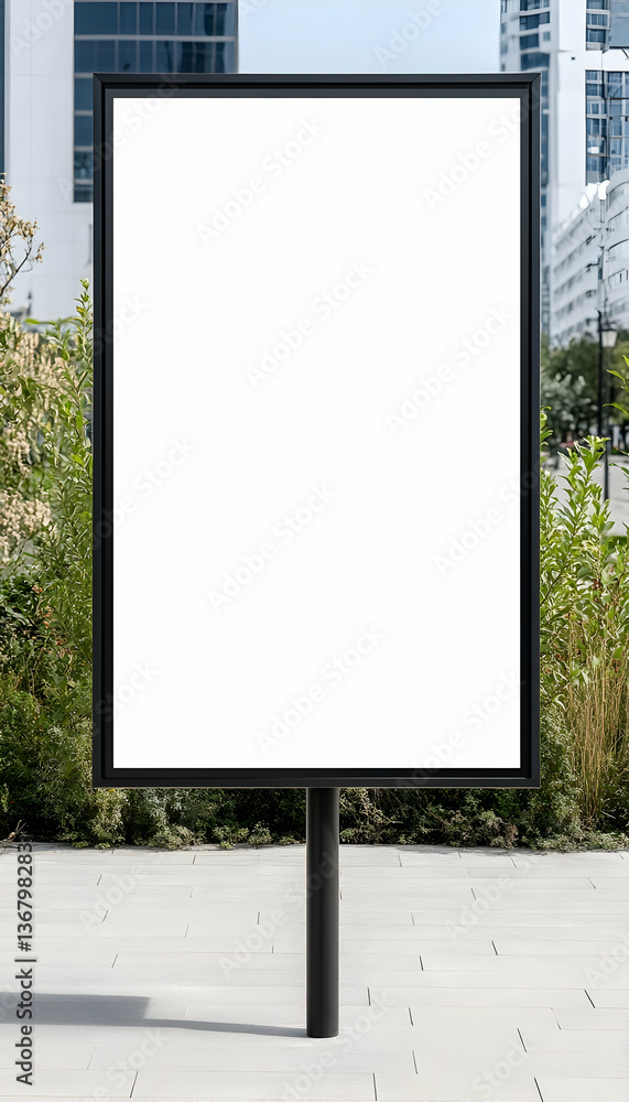 Fototapeta premium Blank vertical billboard in city setting