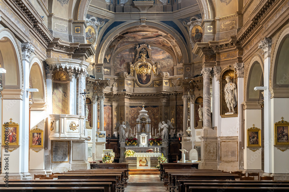 Fototapeta premium Interior of the Church of Saint Andrew (Chiesa di Sant'Andrea) in Chioggia, Italy