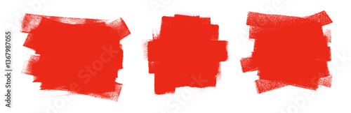 Grunge Roller Paint Brush Stroke Square Background Vector Set