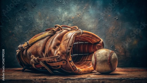 Retro Little League Baseball: Vintage Youth Glove, Ball & Uniform