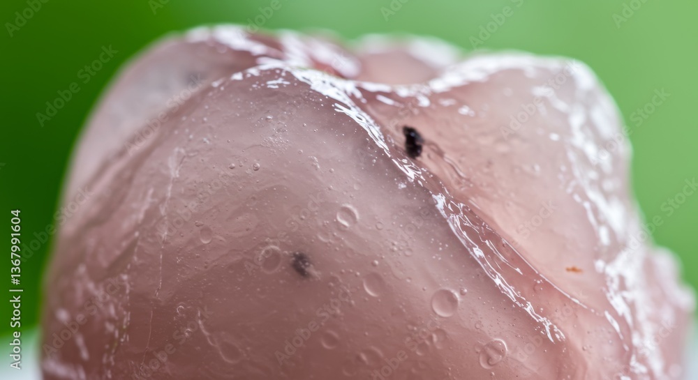 Fototapeta premium Close-up of Refreshing and Translucent Ice Apple Fruit with a Green Background