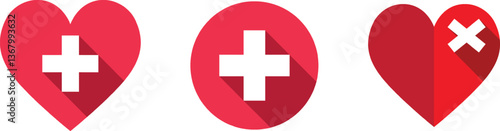 Health Icons Positive and Negative Heart Symbols. Health and Medical Icons.