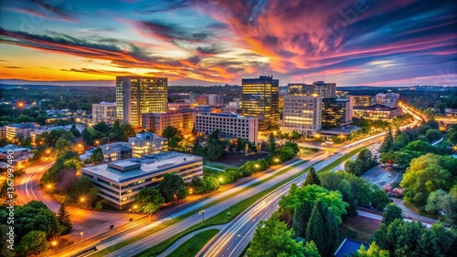 Rockville Maryland Aerial Skyline Long Exposure Dusk Flight Restricted Zone