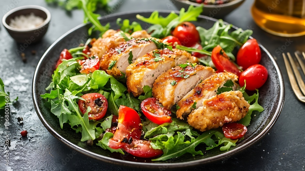 Delicious Grilled Chicken Salad with Cherry Tomatoes and Arugula Delicious Grilled Chicken Salad with Cherry Tomatoes and Arugula