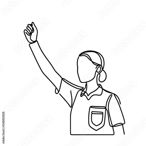 Referee signaling decision in football line drawing  