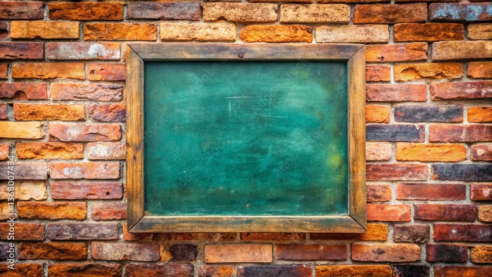 Fototapeta premium Rustic Chalkboard Architectural Detail on Old Brick Wall