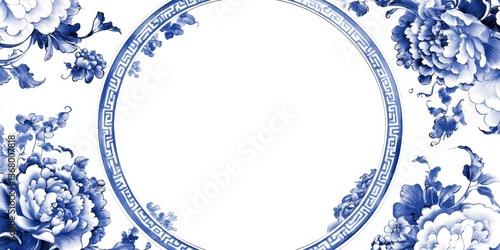 Blue and White Floral Plate Design