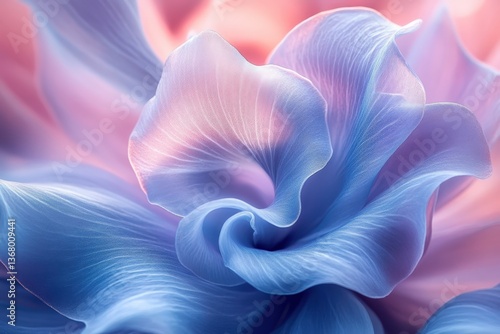 Whirls of Blue and Pink Fabrics Intertwine in a Graceful Display, Creating a Serene and Captivating Visual Experience