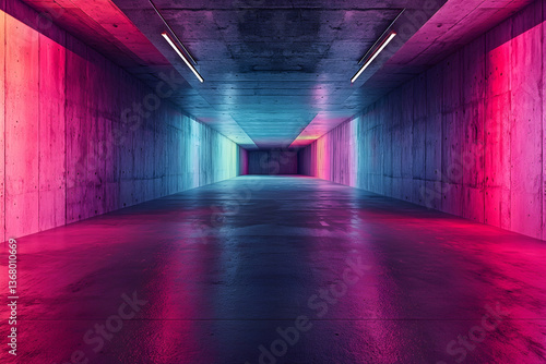 A banner with a colorful, empty concrete interior offers a dramatic and eye-catching backdrop for showcasing products.