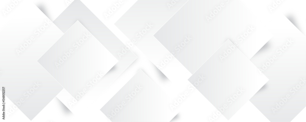 Fototapeta premium Abstract white background. Square geometric pattern modern and minimal concept white and gray color abstract background for business, presentation, banner.