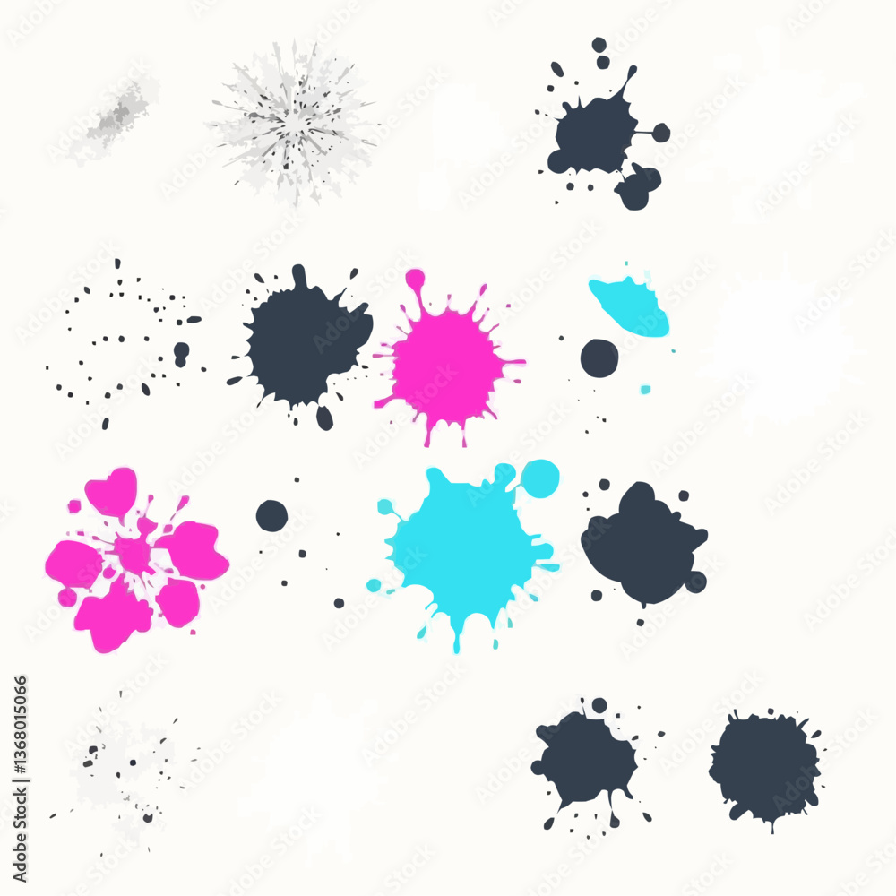 Set of Colorful Paint Splashes, splotch, ink blot, smudge, stain, spot Set of Colorful Paint Splashes, splotch, ink blot, smudge, stain, spot