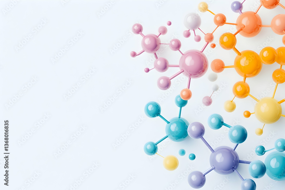 Colorful 3D molecular structure on white background Colorful 3D molecular structure on white background