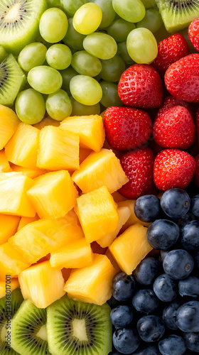 Colorful arrangement of fresh-cut fruit