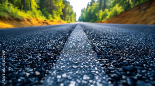 Wallpaper Mural Asphalt road amidst greenery leading to the distance. Great background for advertising cars, travel, adventure and tourism. Torontodigital.ca