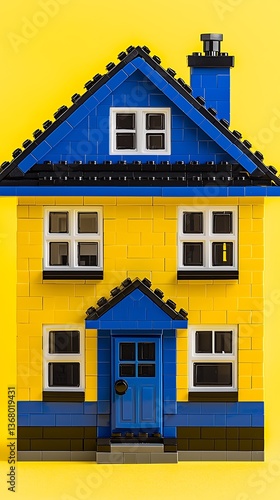 Yellow Blue Toy House Model.