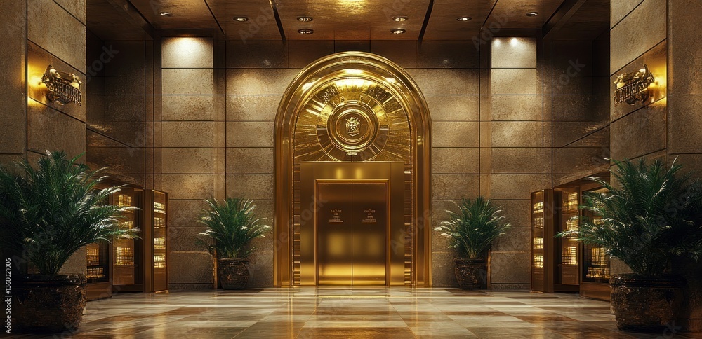 Fototapeta premium Luxurious Golden Lobby