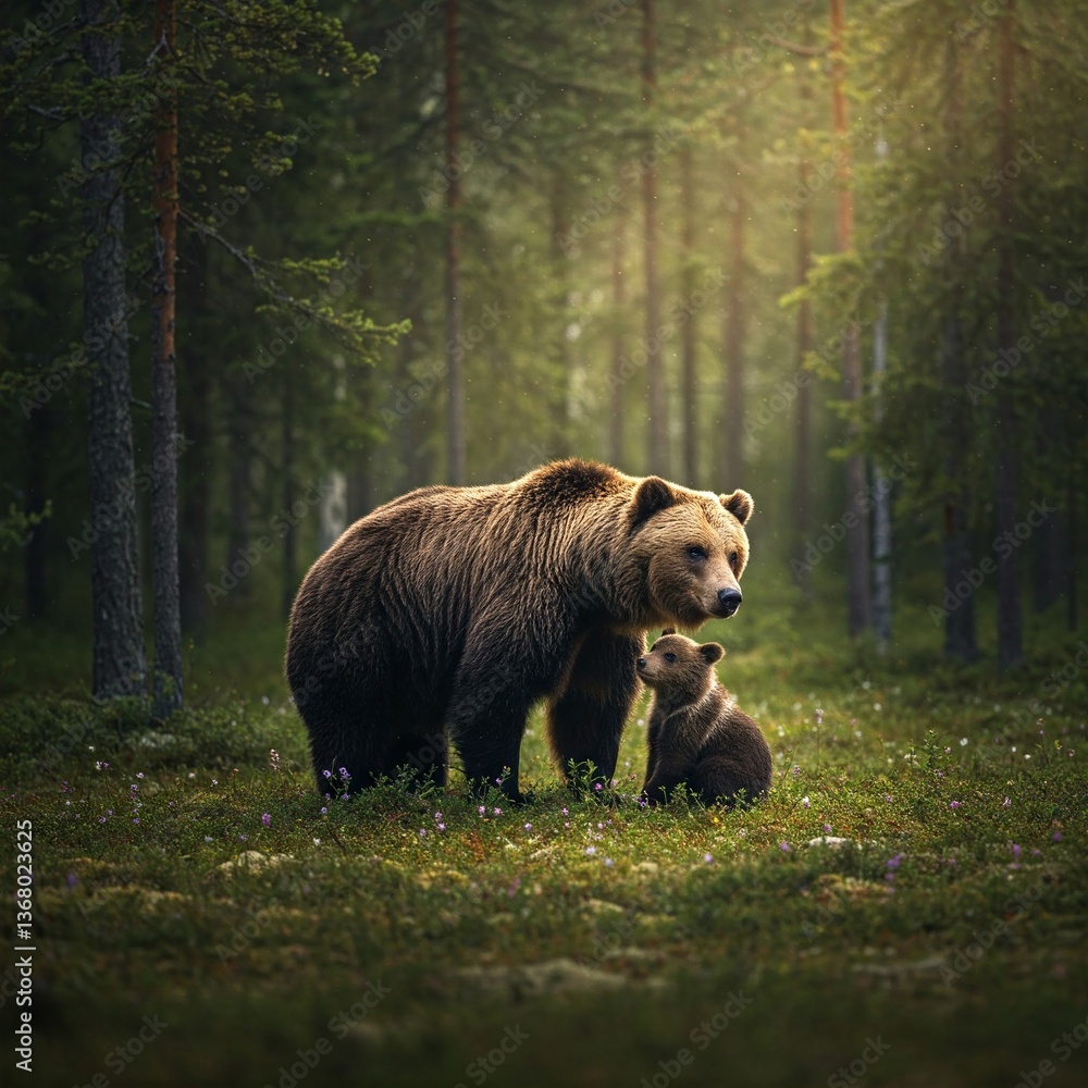 Fototapeta premium brown bear in the forest