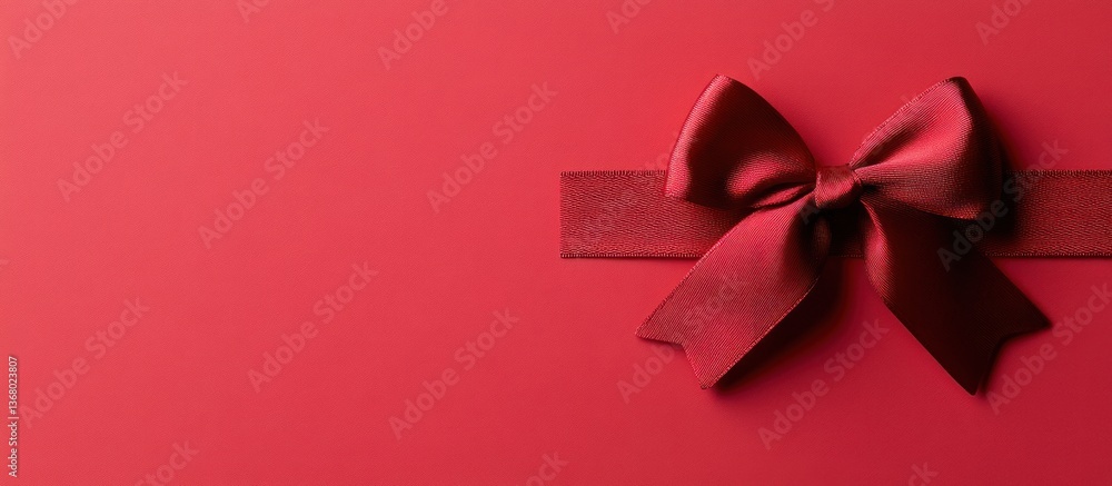 Elegant maroon ribbon bow on a vibrant red background. Elegant maroon ribbon bow on a vibrant red background.
