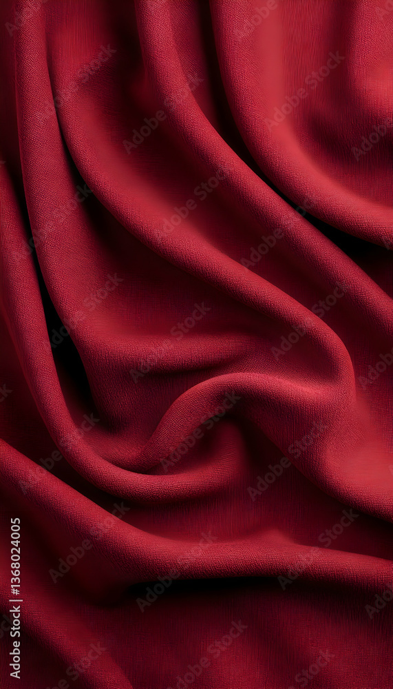 Fototapeta premium Deep red fabric with elegant, flowing drapes and soft texture