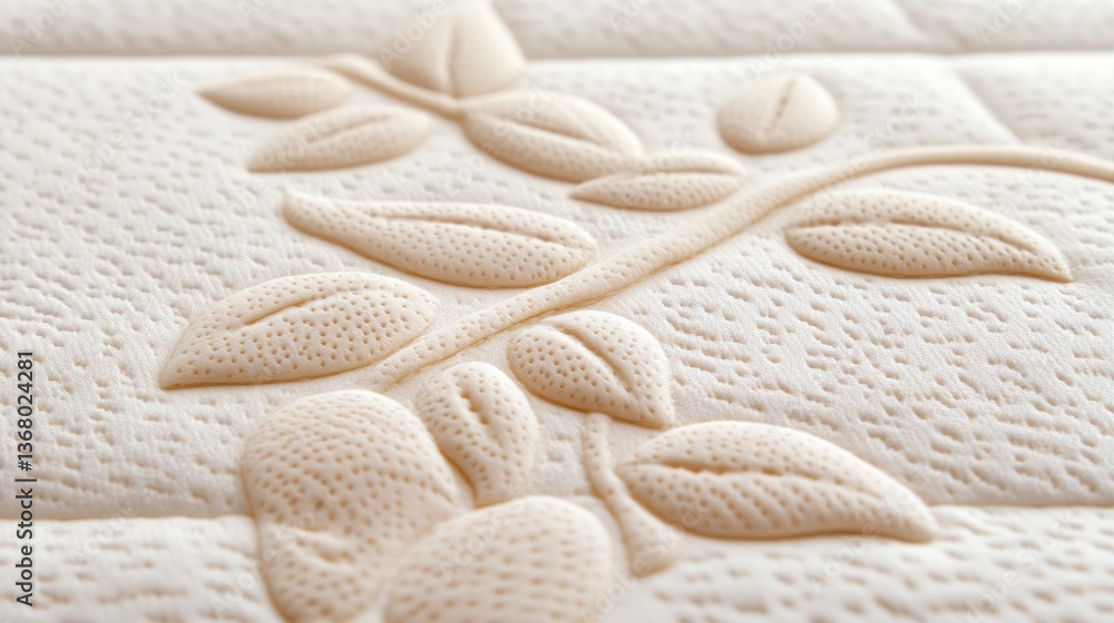 Naklejka premium Close-up of cream-colored quilted fabric with embossed leaf design
