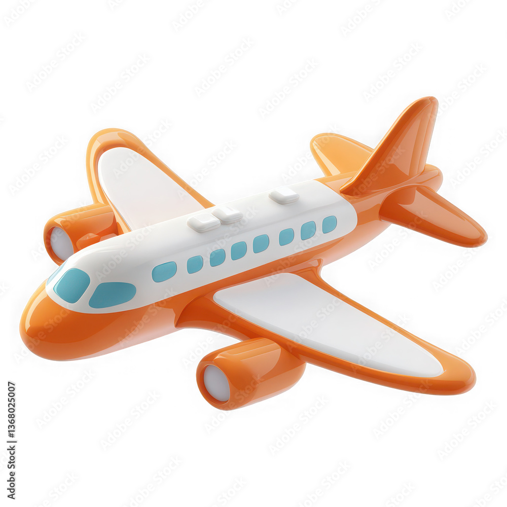 Fototapeta premium A vector illustration of a flying airplane with white clouds on a transparent background