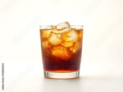 Wallpaper Mural A refreshing glass of iced cola sits on a white background, inviting you to take a sip. Torontodigital.ca