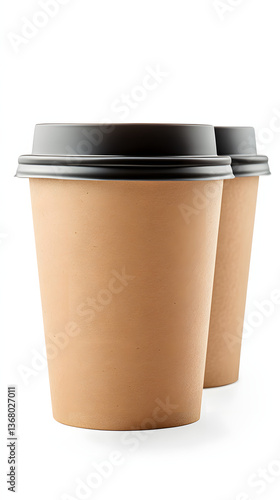 Wallpaper Mural Two eco-friendly reusable coffee cups with black lids standing together on a clean white background, perfect for showcasing message and design ideas Torontodigital.ca